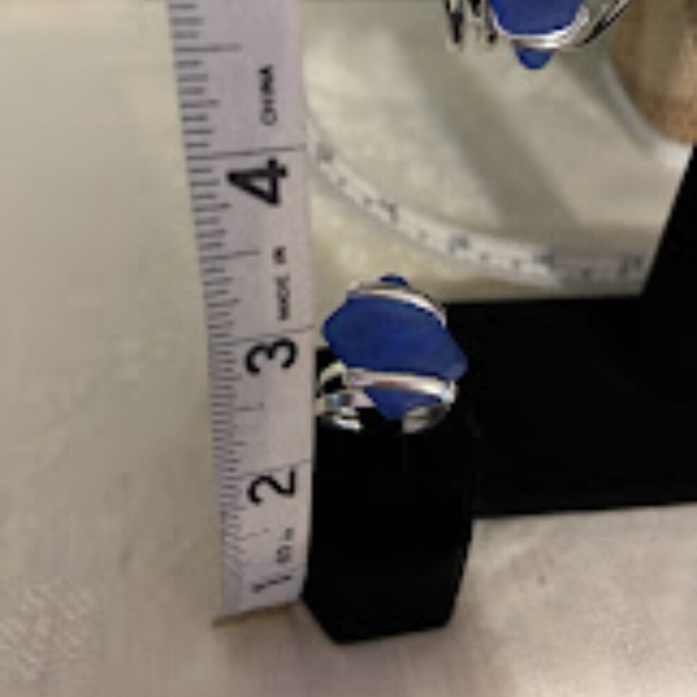 Beautiful Blue Color Cuff Bracelet and Ring (size 10) in Silver Tone - Picture 14 of 14